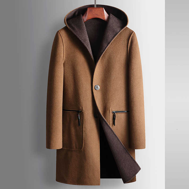 Wool Blends Men 2026 Men's Autumn and Winter Woolen Men Coat New Casual Slim Fit Windbreaker Long Solid Color Men Jacket D260921