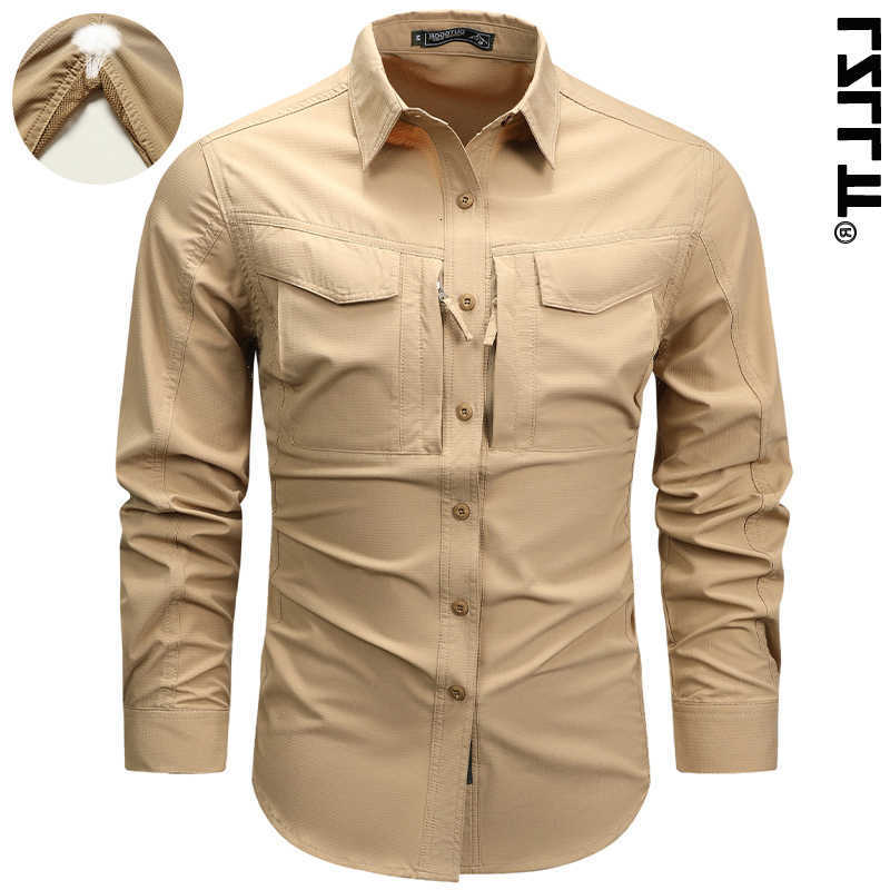 Summer Shirts Men's Men Casual Long Sleeve Cargo Breathable Shirt Mens Casual Tactic Military Shirts Men Multi Pocket Outdoor Hike Safari Work