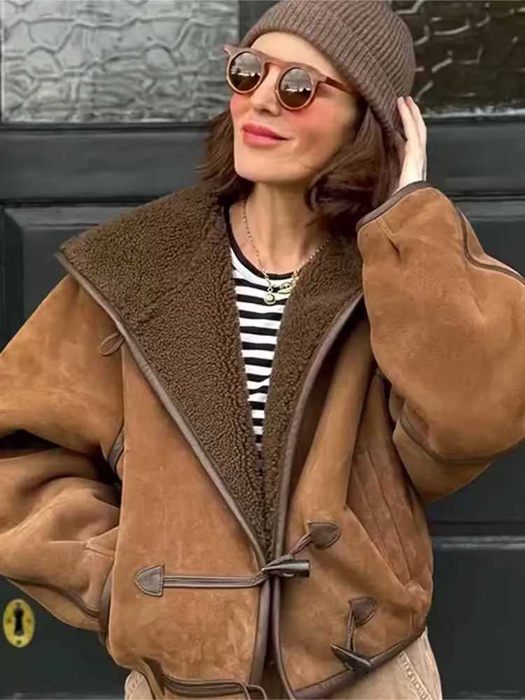HH Woman Winter Fashion Versatile Hooded Long Slves Pocket Decoration Artificial Fur Sherpa Jacket Female Casual Warm Coat T260829
