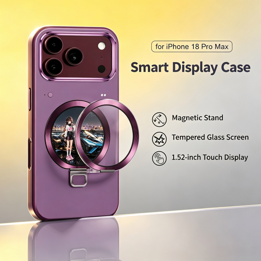 Étui de protection avec support de téléphone magnétique pour iPhone 18 Pro Max, étui de téléphone à écran couleur intelligent de luxe, couverture
