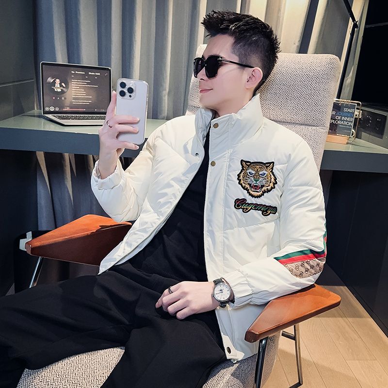 2026 Winter High-End European-Style Men's Coat, Fashionable Luxurious, Trendy Brand, Warm Stand-Up Collar, Stylish And Cool Youth Cotton Jacket