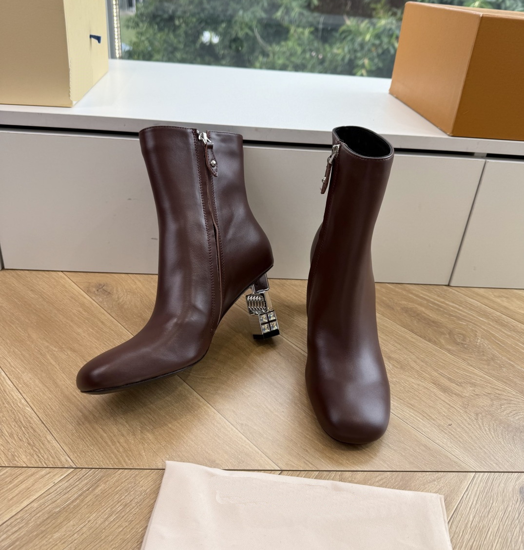 Zapatos de vestir de lujo para mujer, botas de cuero genuino de diseñador, botines con cremallera en negro y marrón, calzado Retro para mujer, zapat