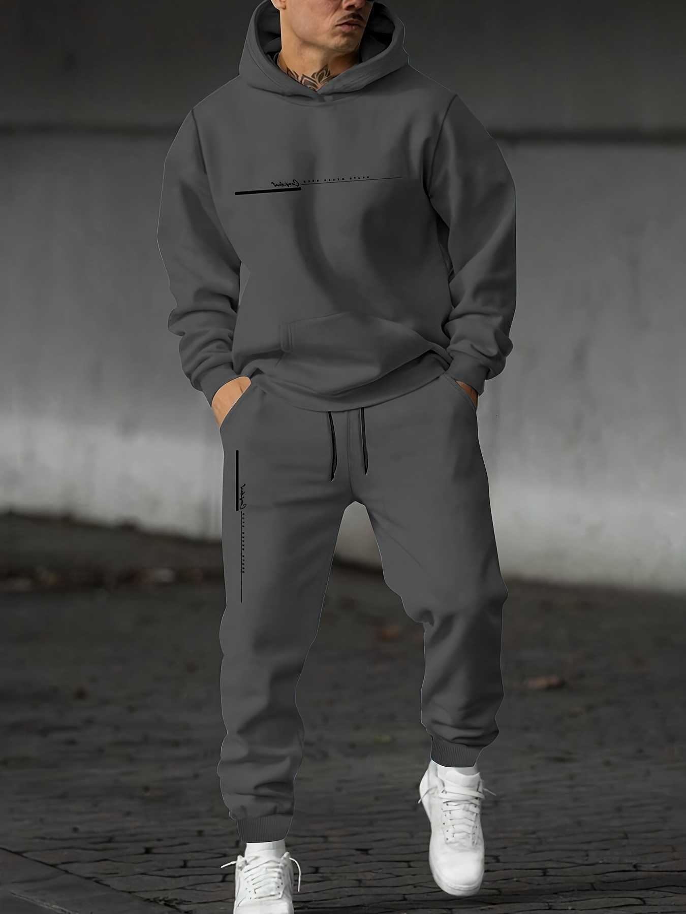 Men's Men's 2025 Hoodies Sweatshirts Fall Printed Hoodie and Jogger Set - Perfect for School Start Season men clothes tracksuit mens cloth