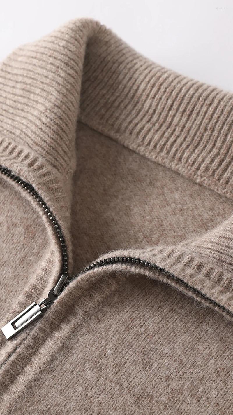 Cashmere Sweater Men's Zipper High Neck Thick Warm Casual Solid Color Bottoming