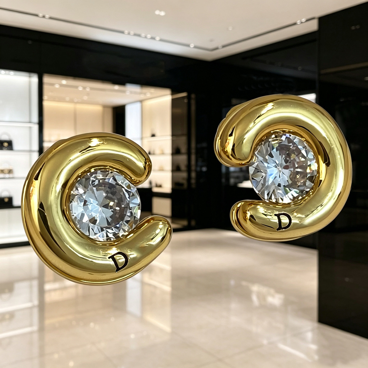 designer 925 silver round moissanite earrings, niche high-end light luxury commuter small earrings women, ear accessories for piercing care