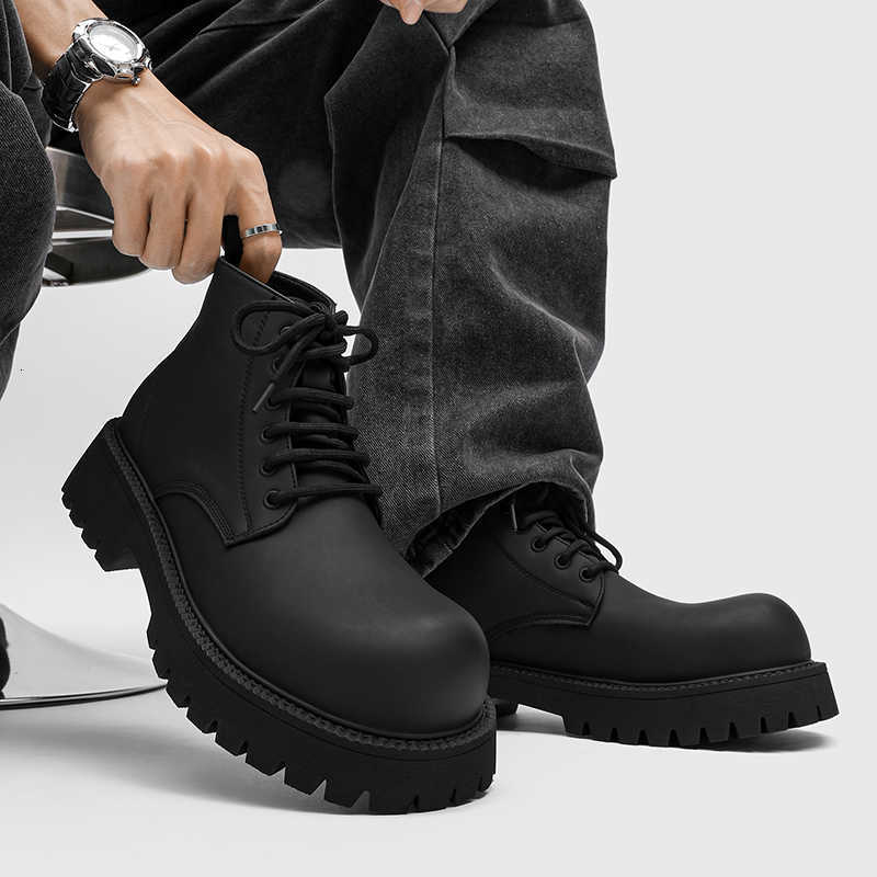 Motorcycle Boots Fashion Designer Men's Boots Outdoor Punk Shoes Classic Style Lace Up High Top Shoes Botas Leisure Walk Ankle Boots H260921