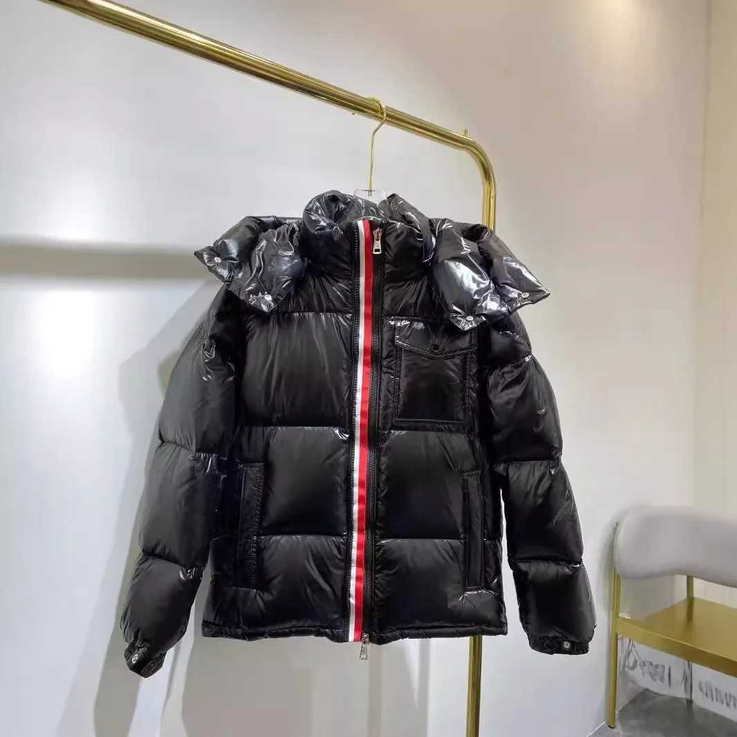 M Home Montbeliard Tricolor Weave Tape Montage Mouth down Jacket Pure Color Hooded Short Coat Men's Women's Punk Style Winter... Q260921