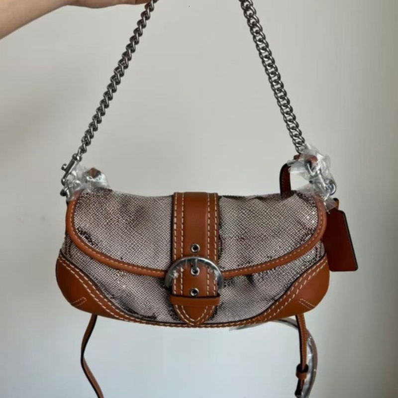 Coahbags Soho Bag Coaher Chain Shoulder Bag Ole Rhinestone Pea Half Moon Bag Coashbags Vintage Designer Couach Bag Underarm Bag Classic Handbag
