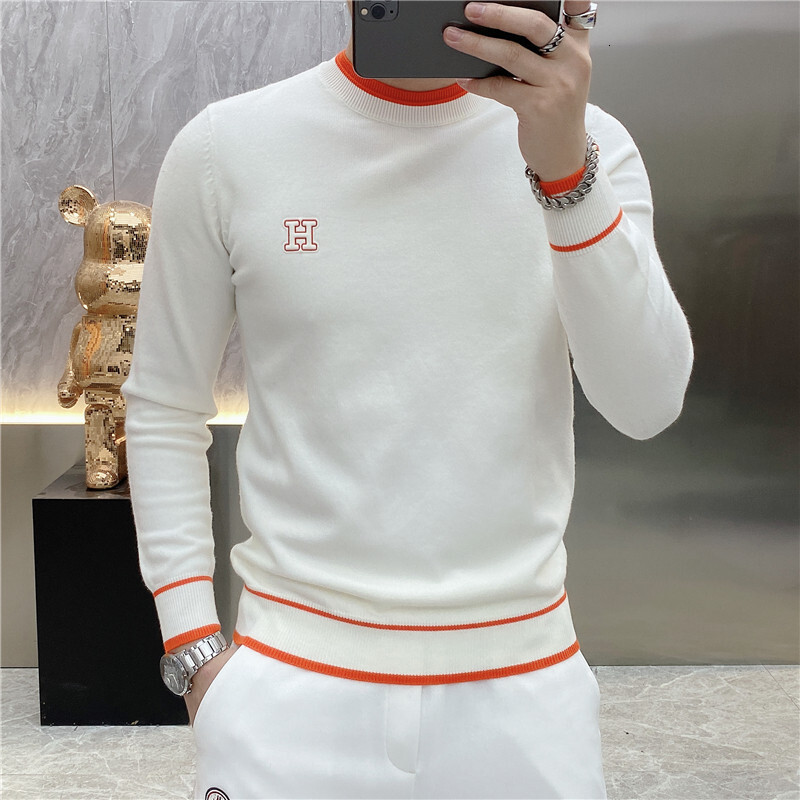 Luxurious Designer Wool Sweater Trendy Brand Pullover Men's Men's Fall-winter Round-neck Long-sleeve Embroidered Slim-fit Fashionable Vers