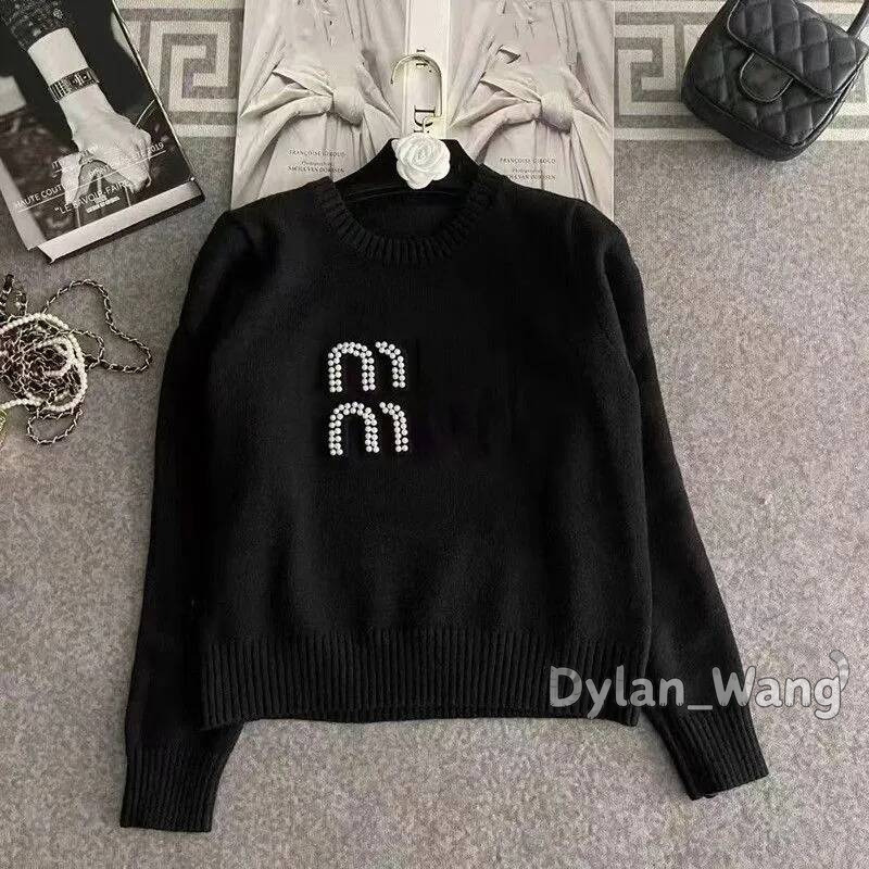 Miulyness Miu Sweaters Designer Skin Friendly Non Irritating MM Sweater Gray Autumn Spring Sleek Sophisticated Everyday Versatile Casual Luxury Prep