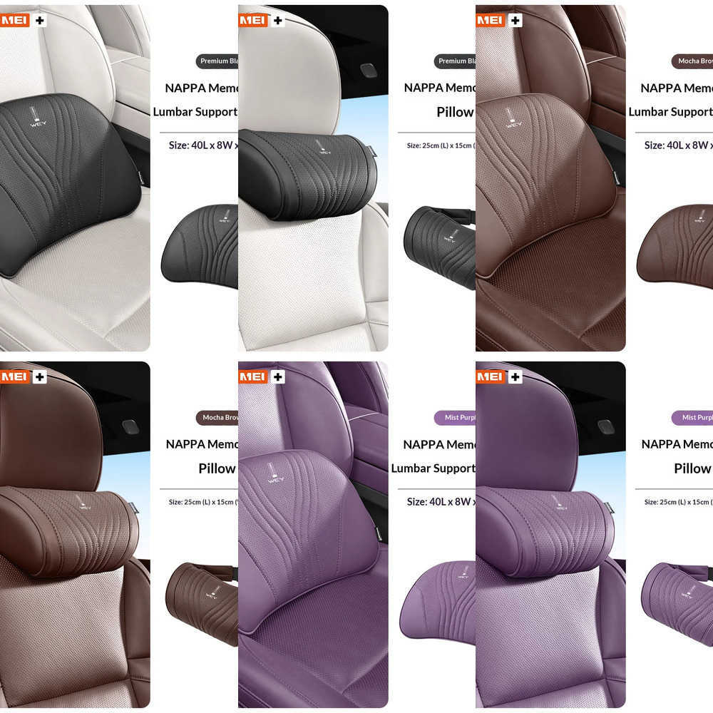 Seat Covers New Car Car Headrest Neck Support Seat Lumbar Cushion Breathable Neck Pillow Waist For WEY VV7 VV6 Macchiato Coffee 01 Coffee02 J260919