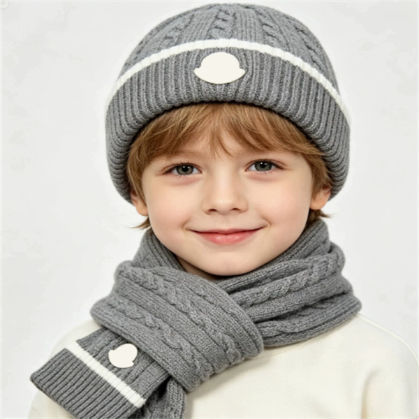 Kids Designer Hat Scarf Sets Baby Boy Girls Knitted Beanie Winter Warm Windproof Childrens Skull Cap Children Beanie Scarves Two-piece Suit