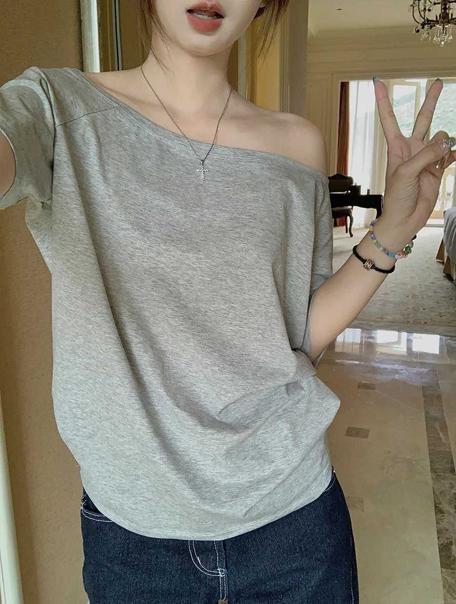 Women's T-Shirt T-shirts Women Solid Simple Summer Casual Cleanfit Short Sleeve All-match Young Girls Streetwear Y2k Top Aesthetic Clothes Ins