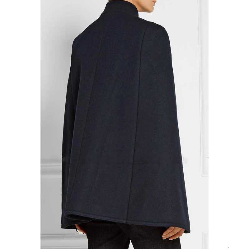 Wool Blends Men's autumn winter fashion double breasted woollen Korean style loose men's coat cape D260921 db