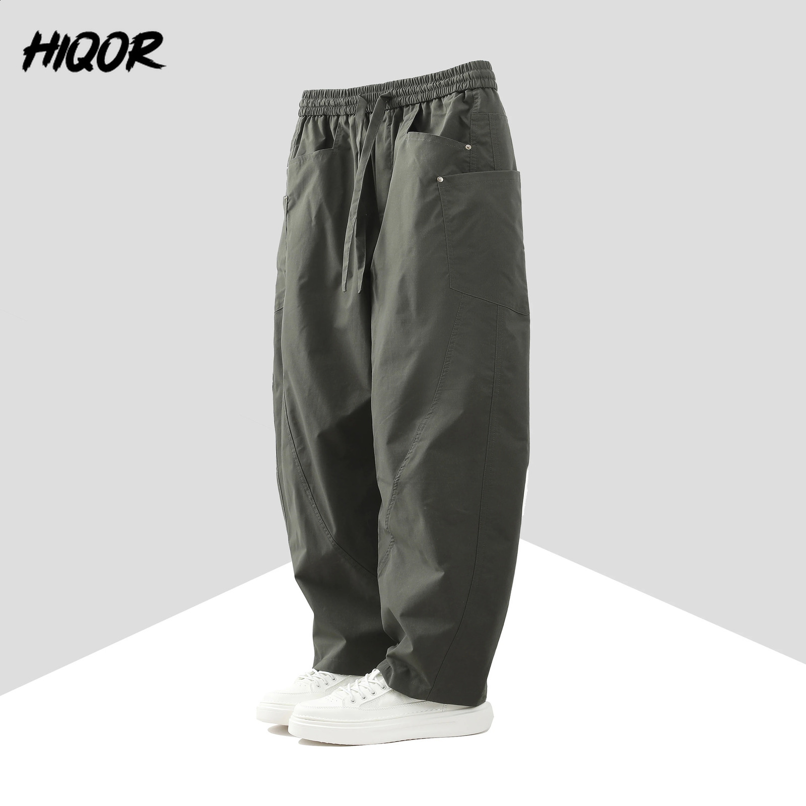 Pantaloni cargo da uomo con coulisse in vita alla moda Pantaloni da aereo dritti primaverili Pantaloni da lavoro da trekking multitasche da uomo 260