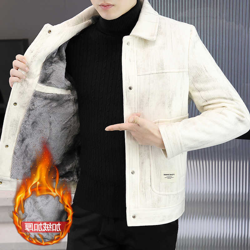 Wool Blends 2024 Korean Men's Winter Plush Wool Blends Jackets Men Slim Casual Business Trench Coat Thick Warm Windproof Short Streetwear Overc