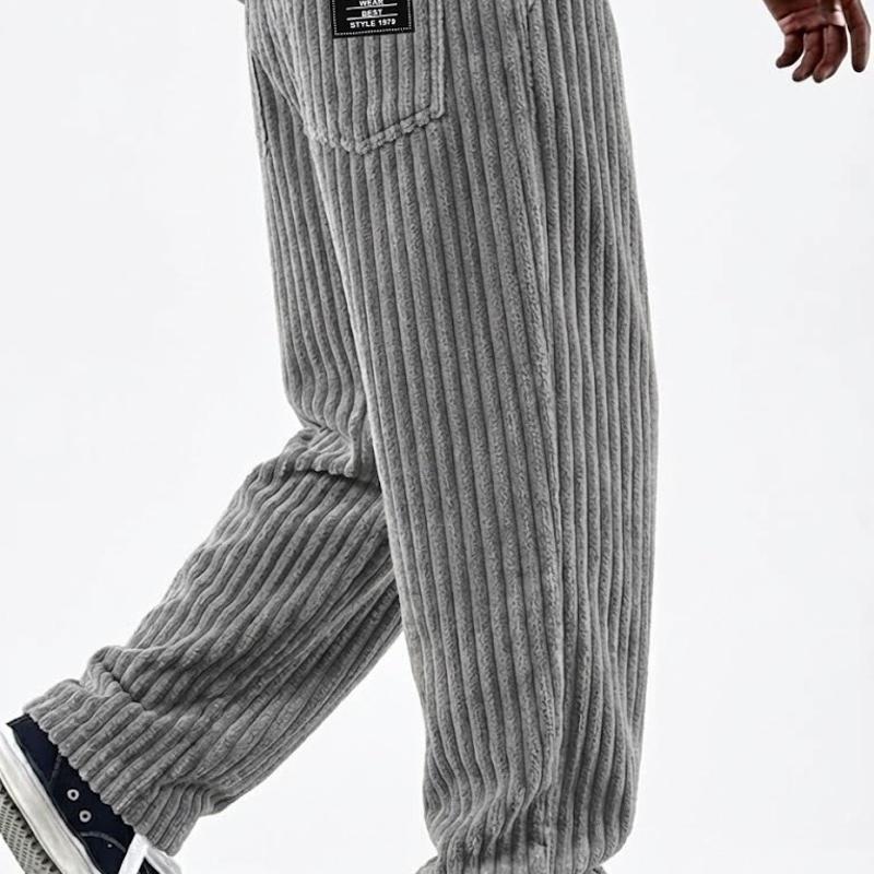 Designer Style New Arrival High Quality Men's Retro Corduroy Striped Casual Pants American Vintage Loose Straight Drawstring Waist Trousers