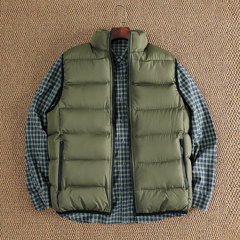Down Padded Vest for Men Slim Fit Stand Collar Sleeveless Puffer Jackets Autumn Winter Casual Waistcoat Outwear Men's Warm Coat J260921