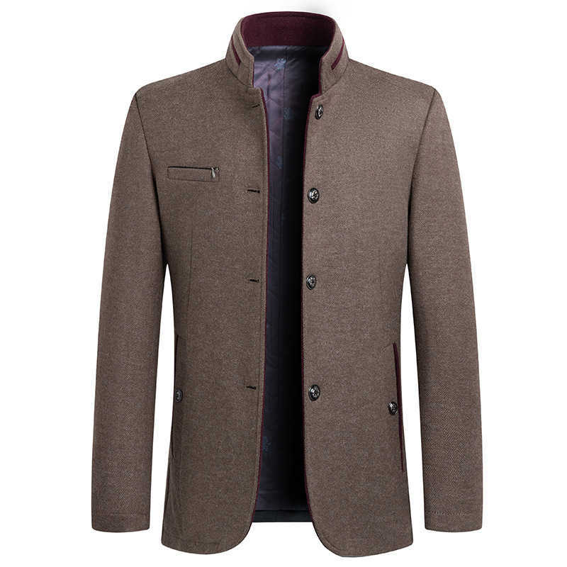 Winter Men's New Wool Blends Men Stand-up Collar Business Casual Woollen Trench Coats Male Cashmere Blazers Jackets Suits Coats Overcoats size