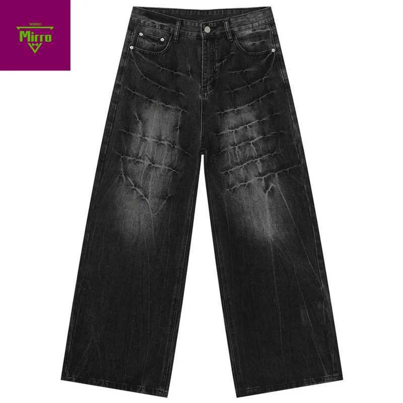 MirrordustMen high street Jeans larghi vintage Pantaloni larghi in denim dritti blu Pantaloni jeans larghi casual per uomo S260921UOQ9