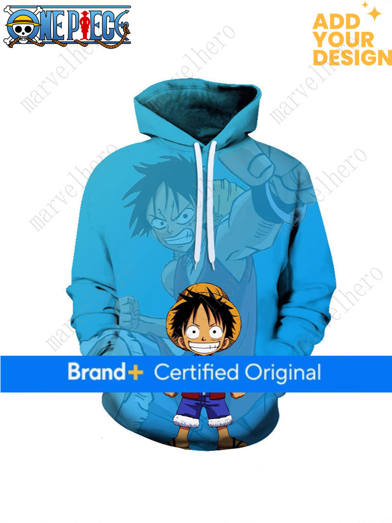 One Piece hoodie Spring and autumn collection for export: casual anime One Piece-themed 3D digital print men's loose-fit hooded sweatshirt