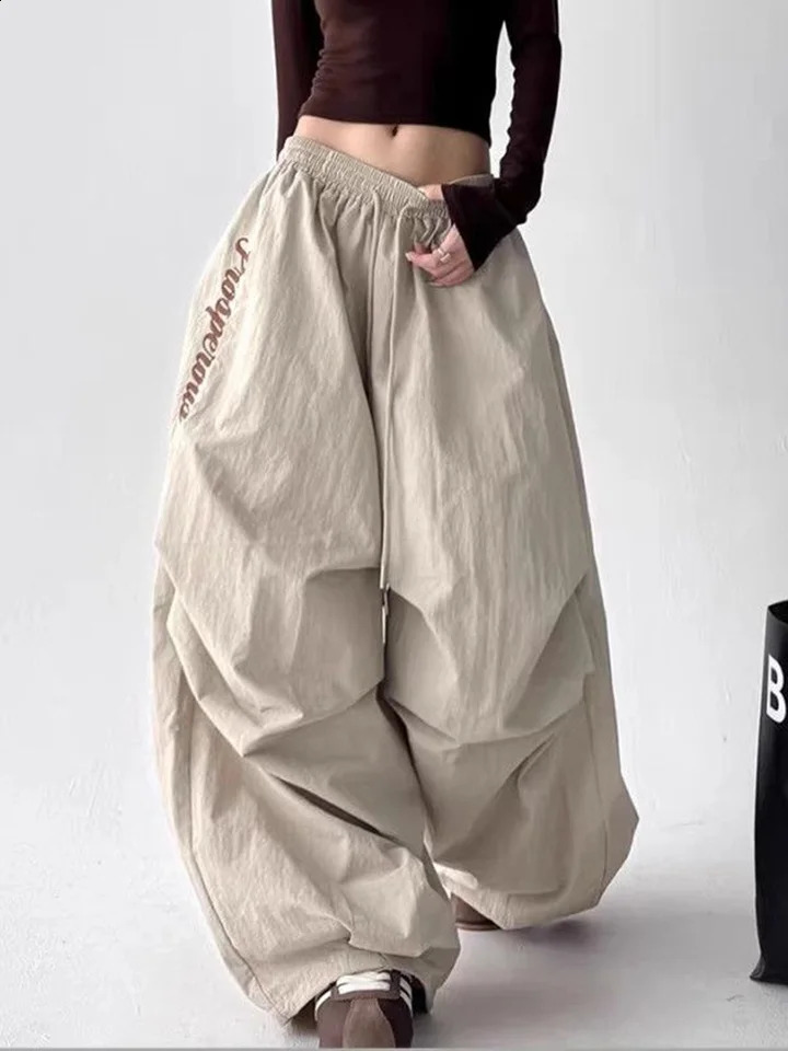 American Y2K Paratrooper Pants Women Hip Hop Oversize Loose High Waist Cargo Pant Harajuku Summer Retro Streetwear Bf Trousers 260921