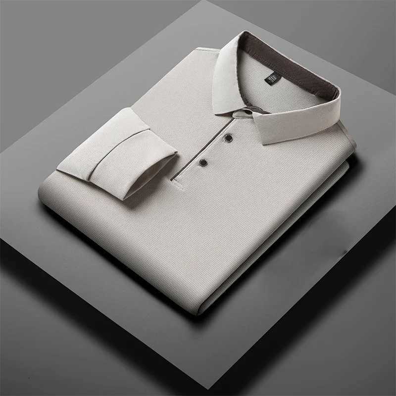 New Shirts Men's Men's Casual Business Casual Long Sleeve Solid Color Polo Shirt Fashionable Warm Comfortable Four Seasons Versatile Top H