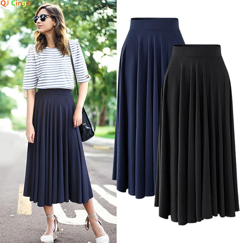 2026 Womens Skirt Summer Loose Elastic Women High Waist Pleated Skirts M5XL 6XL 7XL 8XL 260921