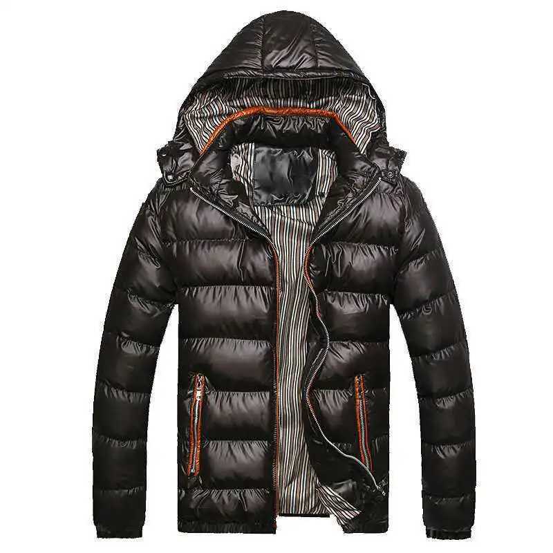Winter Men's Hooded Parkas Thick Warm Casual Outwear Male Patchwork Fashion Padded Jackets Hat Detachable Slim Parkas Coats Man Q260921