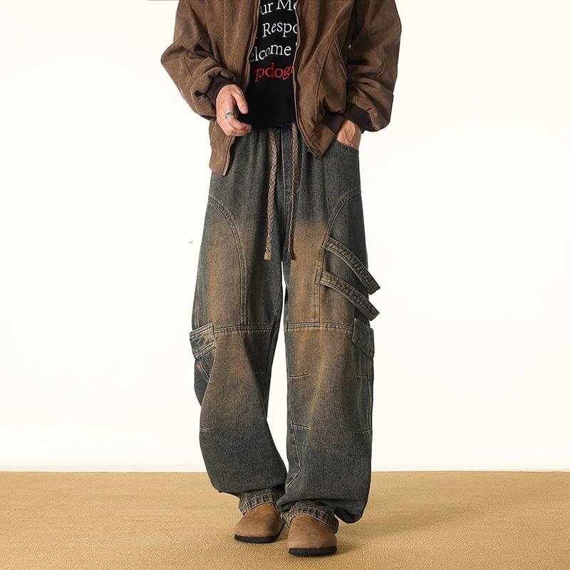 Big Straight Men's Jeans Loose Fit Man Pants For Spring Autumn Baggy Denim Plus Size Wide Leg Casual Trousers 26L0921