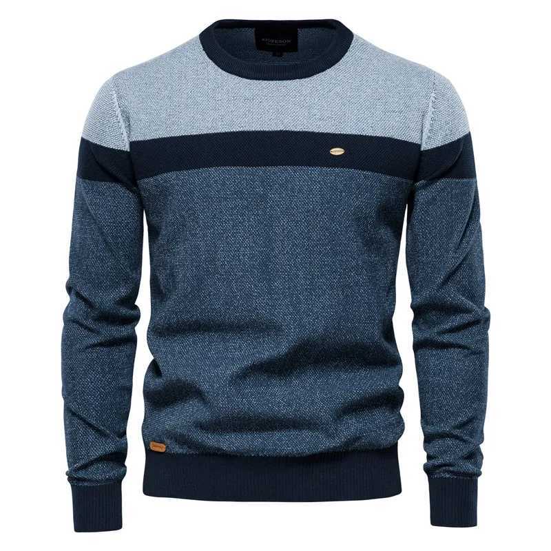 AIOPESON Spliced Cotton Sweater Men Casual O-neck High Quty Pullover Knitted Sweaters Male New Winter Brand Mens Sweaters Q260921
