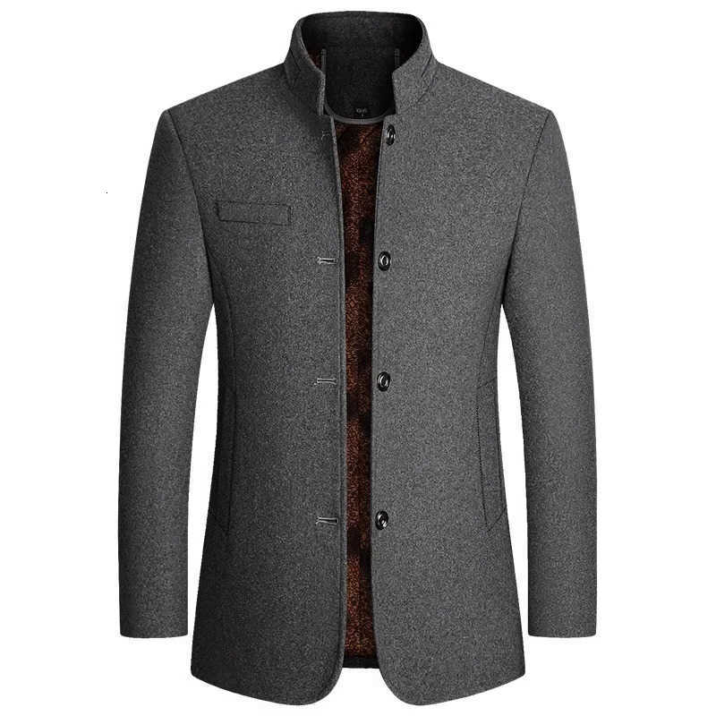 Wool Blends Cashmere Trench Men's Coats Stand-up Collar Business Casual Suits Coats Male Winter Jackets Coats Men Fleece Woollen Blazers Jacket
