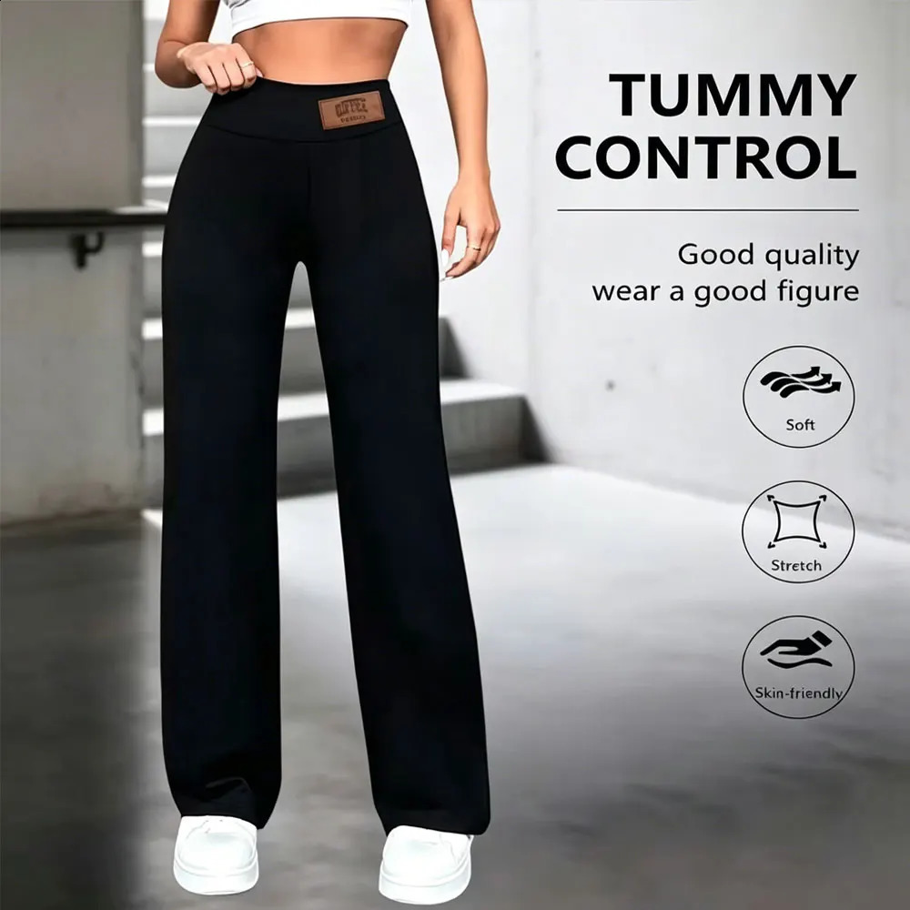 Womens High Waisted Straight Leg Pants Stretchy Black Solid Commuting Trousers Color Elegant And Essential For Office Wear Jeans 260921