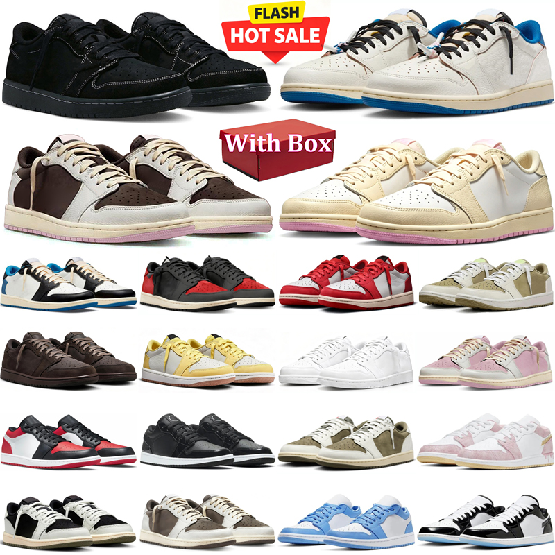 travi scott low 1 designer Basketball shoes 1 1s low lows mens sneakers woman trainers Black Toe Neutral Olive Outdoor jogging walking shoe with box