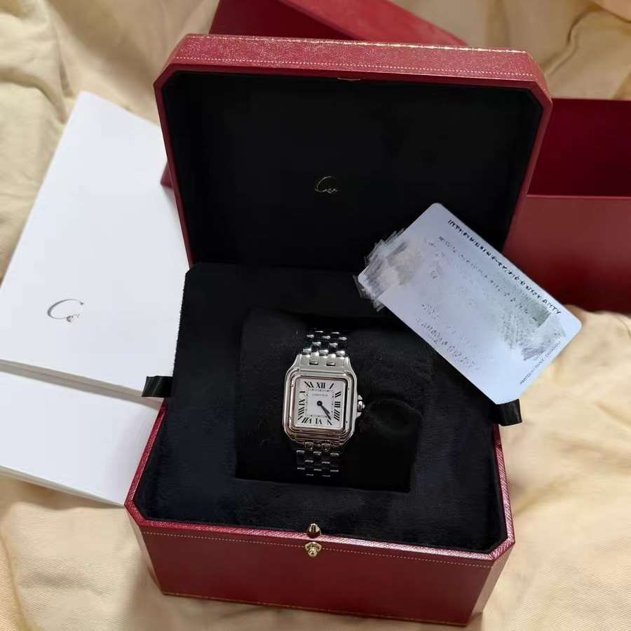Carhtier Watch Luxury Designer Watch Women Square Case Quartz Wristwatch Moissanite Watch Metal Steel Bracelet Diamond Bezel Casual Ladies Wrist Wat