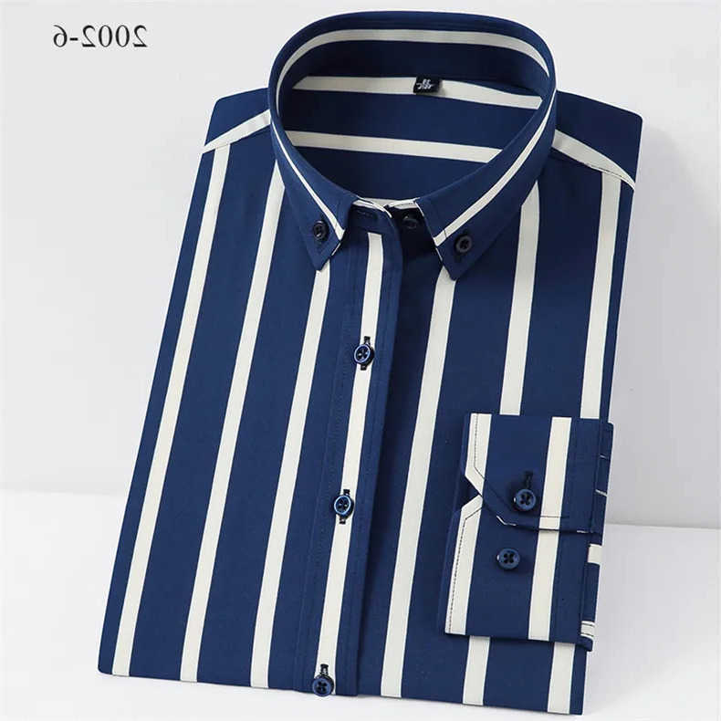 Casual Shirts Men Spring Men's Summer Comfortable Vertical Striped Strech Mens Dress Shirts Long Sleeve Soft Business Work Shirt No Pocket Male