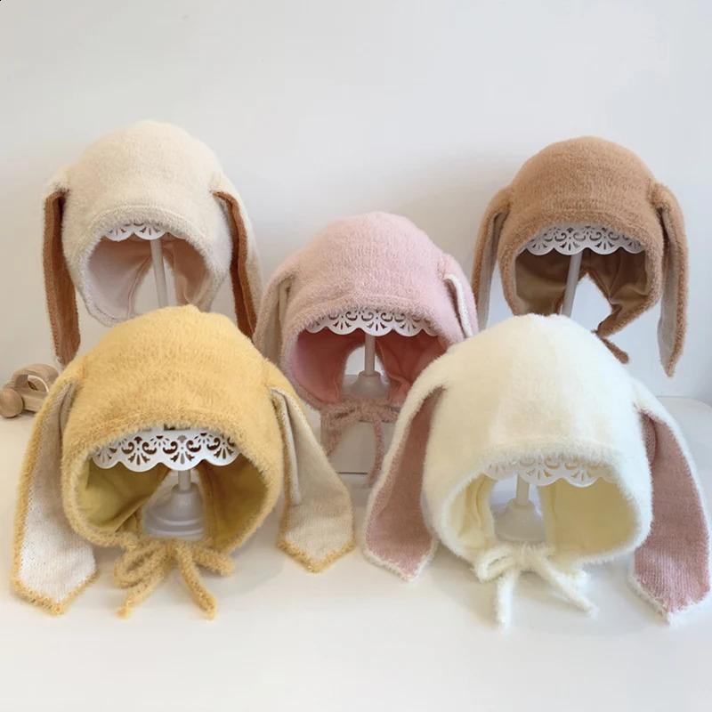Cute Bunny Baby Hat Long Ears Infant Girls Soft Plush Warm Cap Autumn Winter Kids Toddler Beanie Earflap Hats 260920