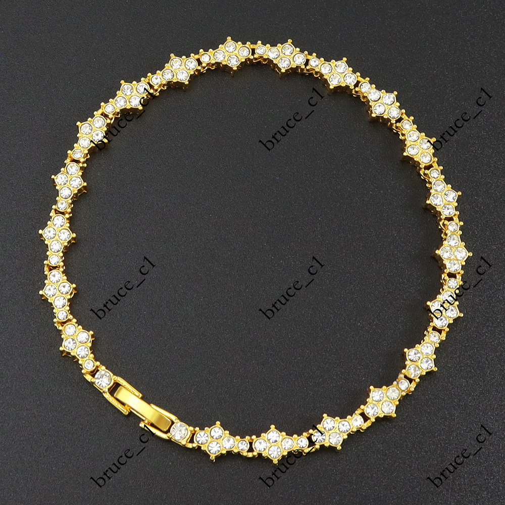 Cross-border personalized full-diamond cross-shaped spliced Cuban tennis chain bracelet, European and American trendy ins-style light luxury bracele