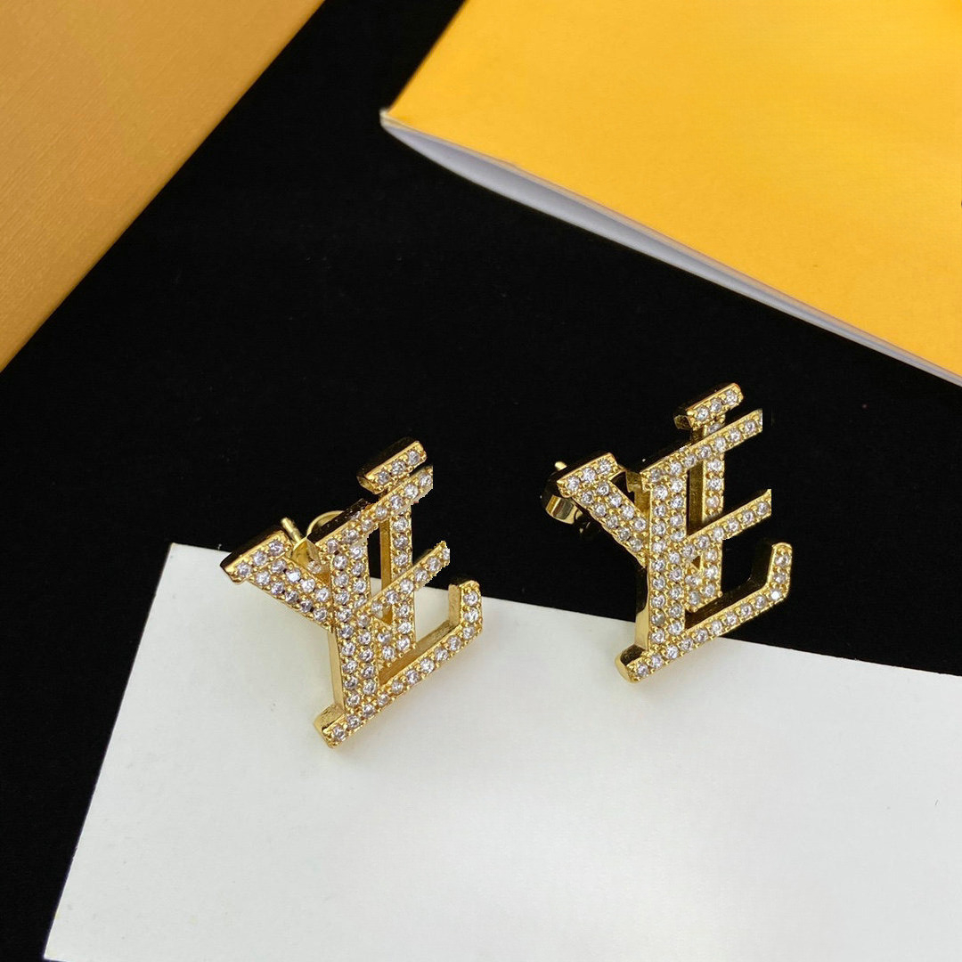 Full diamond Earring Designer Jewelry 18K Gold Plated Stud Earring Geometric Luxury Brand Women Rhinestone Wedding Party Jewelry Accessories