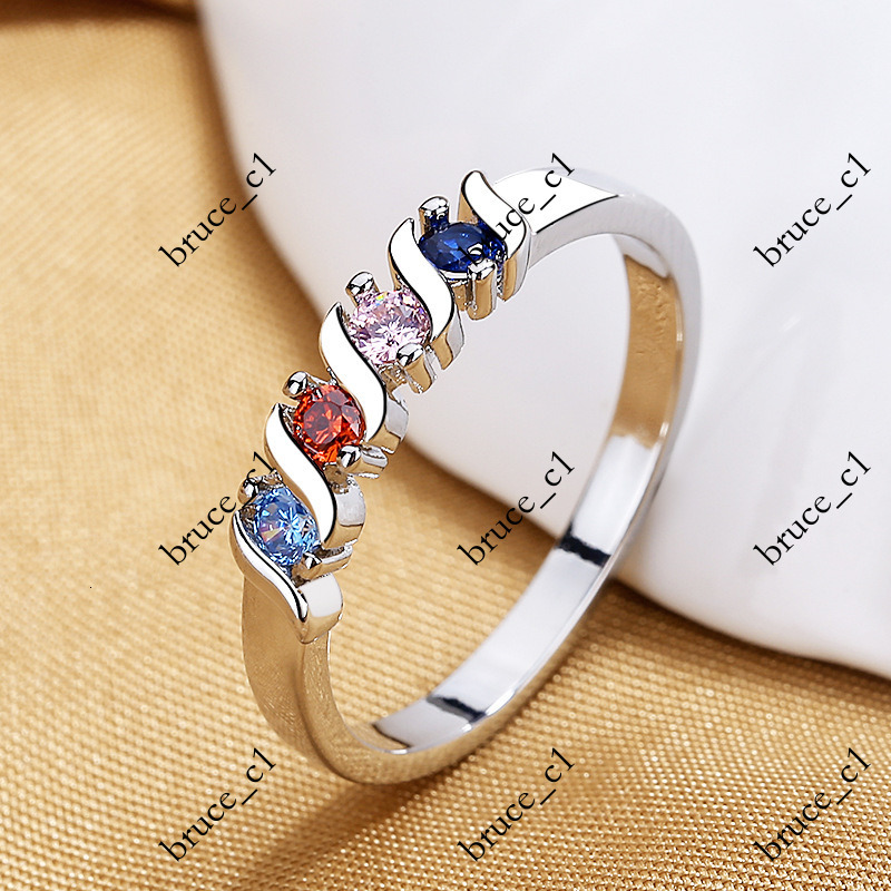European and American INS Small Colorful Zircon Geometric Single Row Diamond Micro Pave Minimalist Style Simple Hand Jewelry Ring