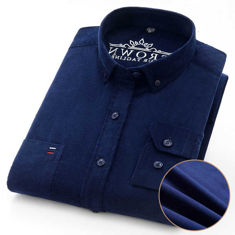 Casual Shirts Plus Size7XL Men's 100% Cotton Corduroy Shirt Mens Casual Long Sleeve Regular Fit Home Dress Shirts For Man Comfortable Pocket cl