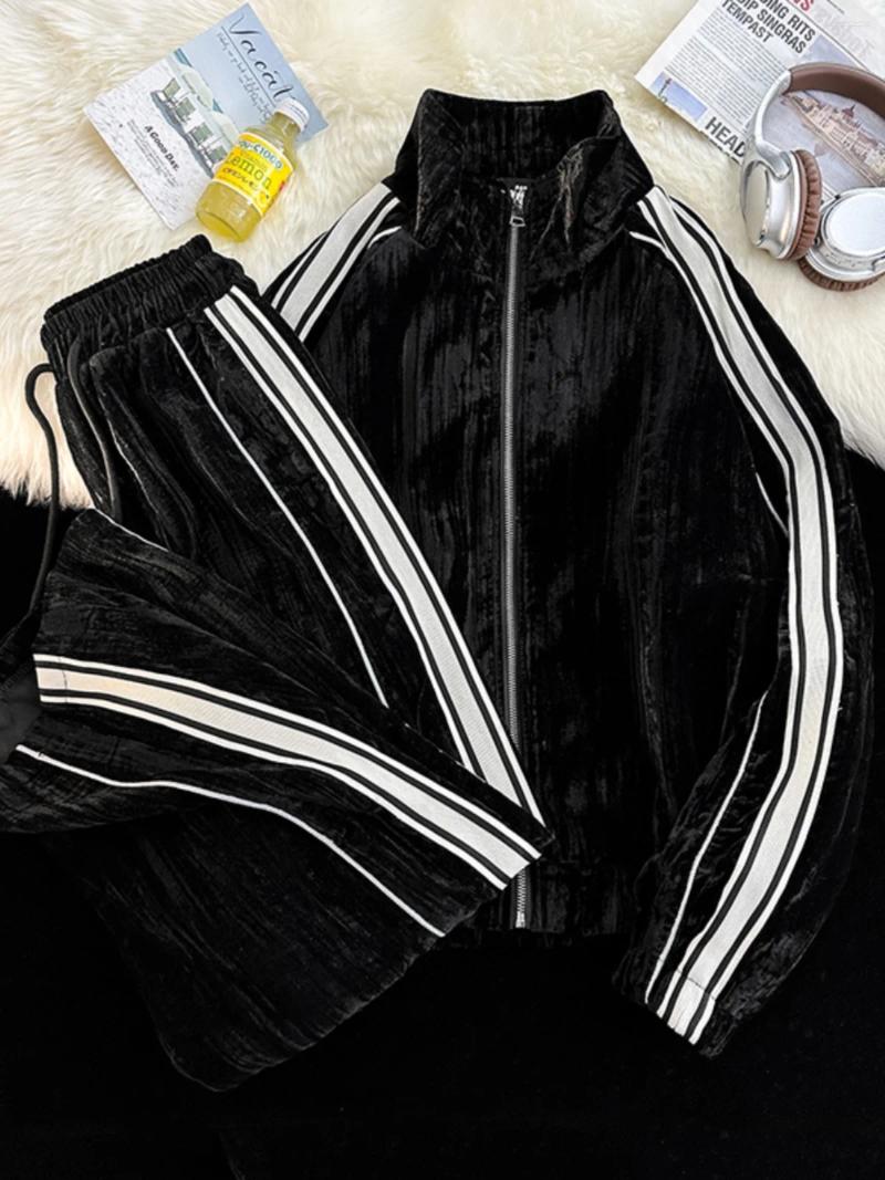 Casual Sportswear Set For Men Spring Autumn Fashionable Hong Kong Style High-End Feeling Cool Jacket And Pants Ensemble