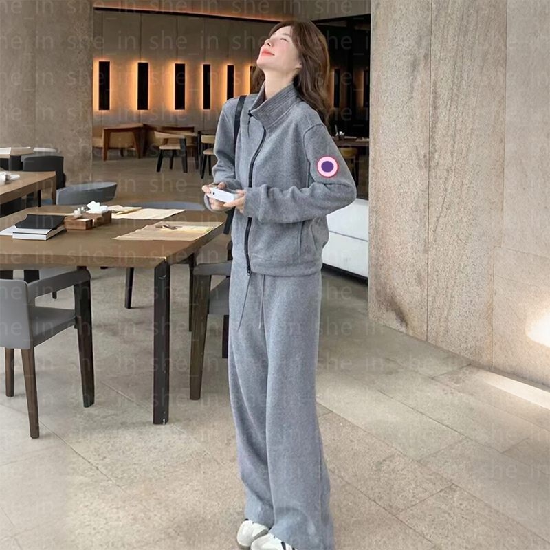 Fashion Designer women's sports suit Fleece-lined Thick winter outdoors hooded sweatshirt set women luxury sports set