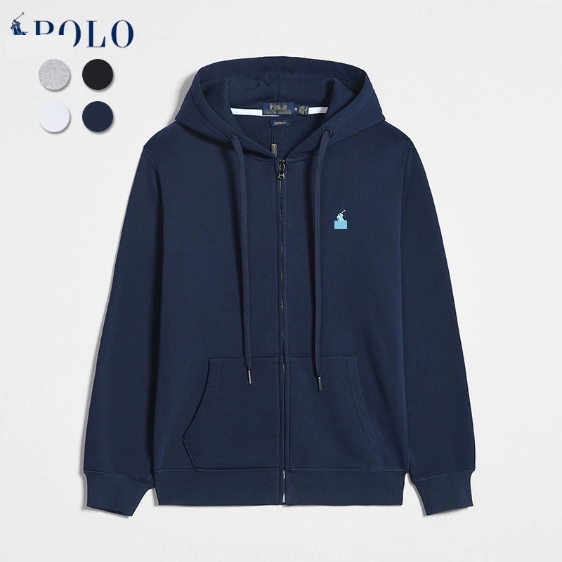 Men's designer high-quality pure cotton zip-up hoodie; Men's casual long sleeve pullover hoodie; Black streetwear sweatshirt