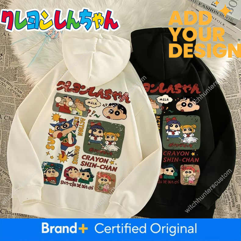 Korean version of Crayon Shin-chan hoodie for fall and winter, oversized 1.0-150kg stylish cartoon loose-fit fleece-lined jacket trendy 67