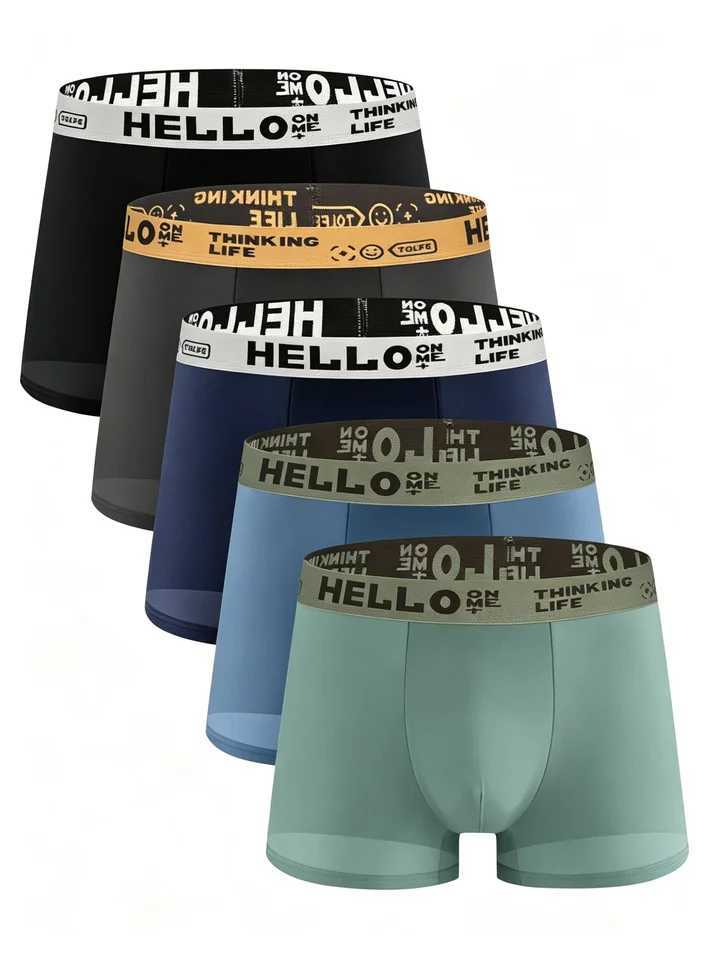 5pcs/set Men Ice Silk Underwear Quick Drying Men Boxer Shorts Plus Size XS-XL Breathable Boxer High Elastic Waist Male Underwear Q260921