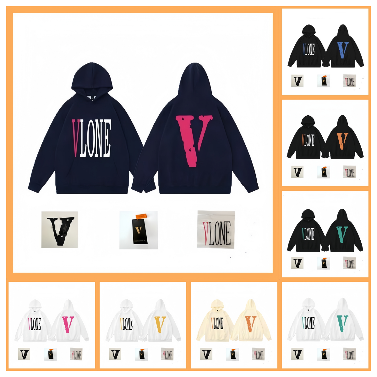 Sudadera con capucha pesada con forro polar y estampado de letras en V grande de diseñador, sudadera con capucha para parejas unisex, holgada y vers