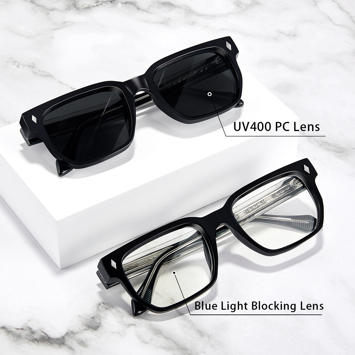 New Model Export Square Frame Sunglasses For Men, High-End Fashion With Textured Rivets, Gradient UV Protection, Design Style Liuyuemoshang