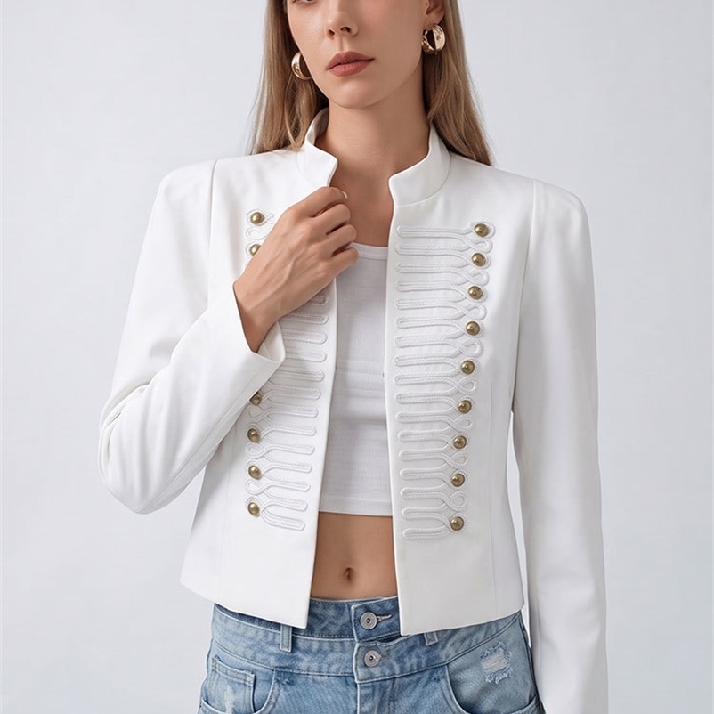 HH Womens Retro Long Sleeve Casual Party Coat Stand Collar Fashion Summer Beach Vacation Jacket Slim Covered Button Outerwear 260920