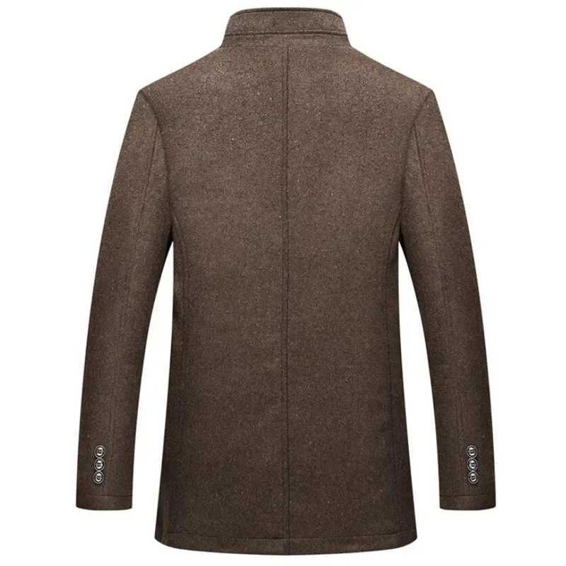 Men Blends Men's Winter Wool Wool Coat WindbreAKer Thick Wool Jacket Stand Collar Single Breasted Inner Warm Overcoat Abrigo Hombre D2609211